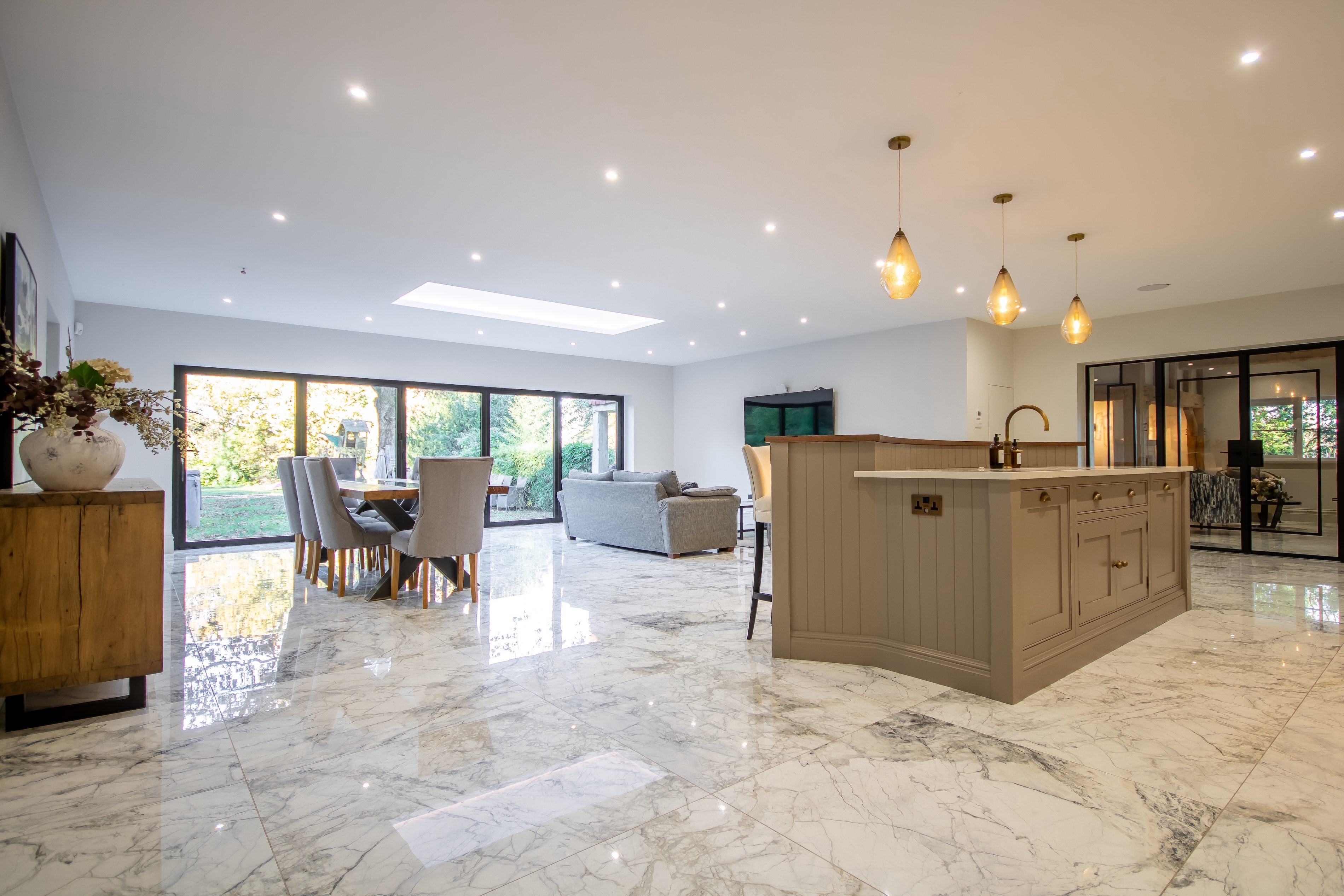 Completed Hillside interior with internal glazed doors