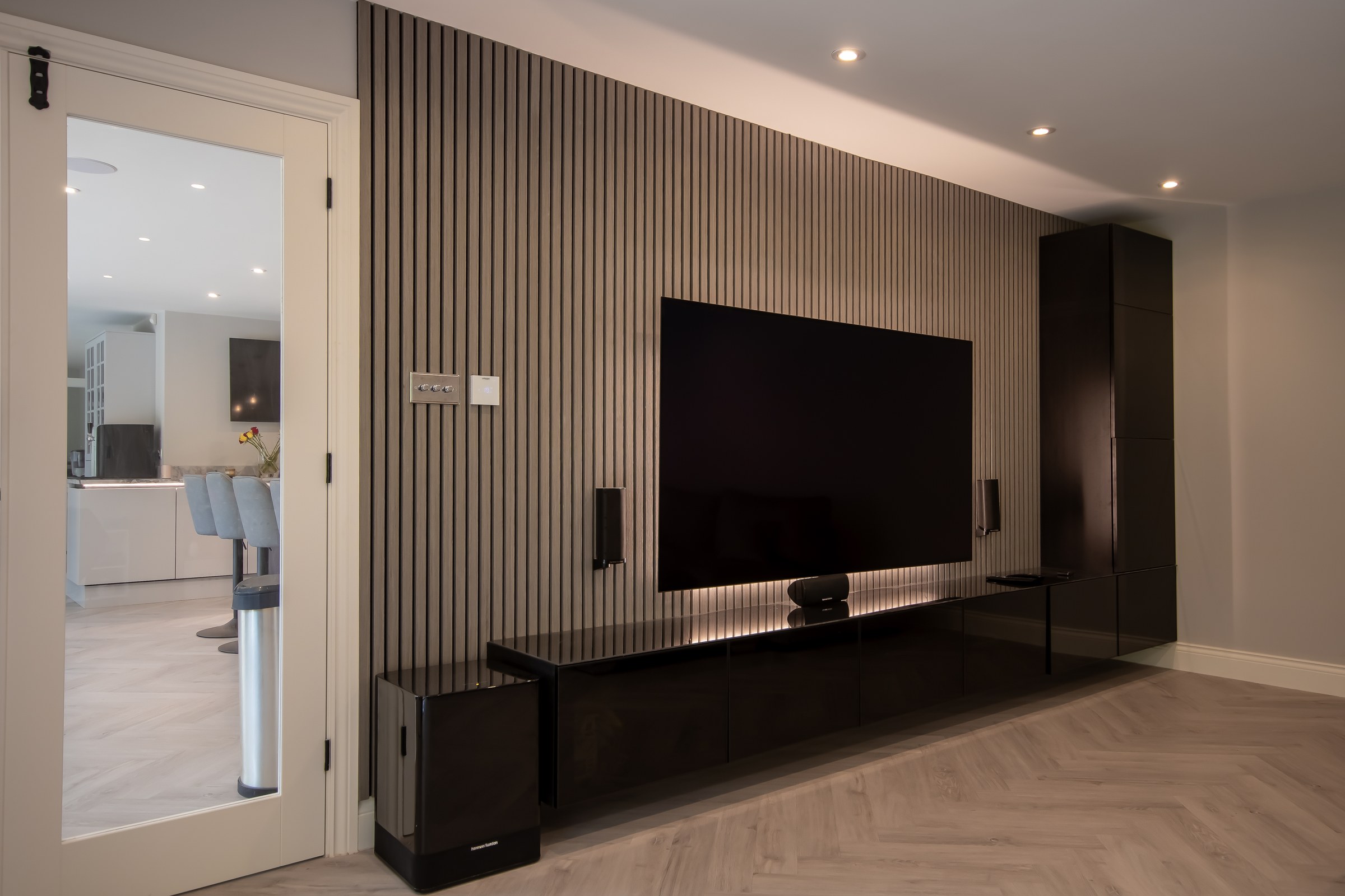Surrey Peaks family room bespoke media wall