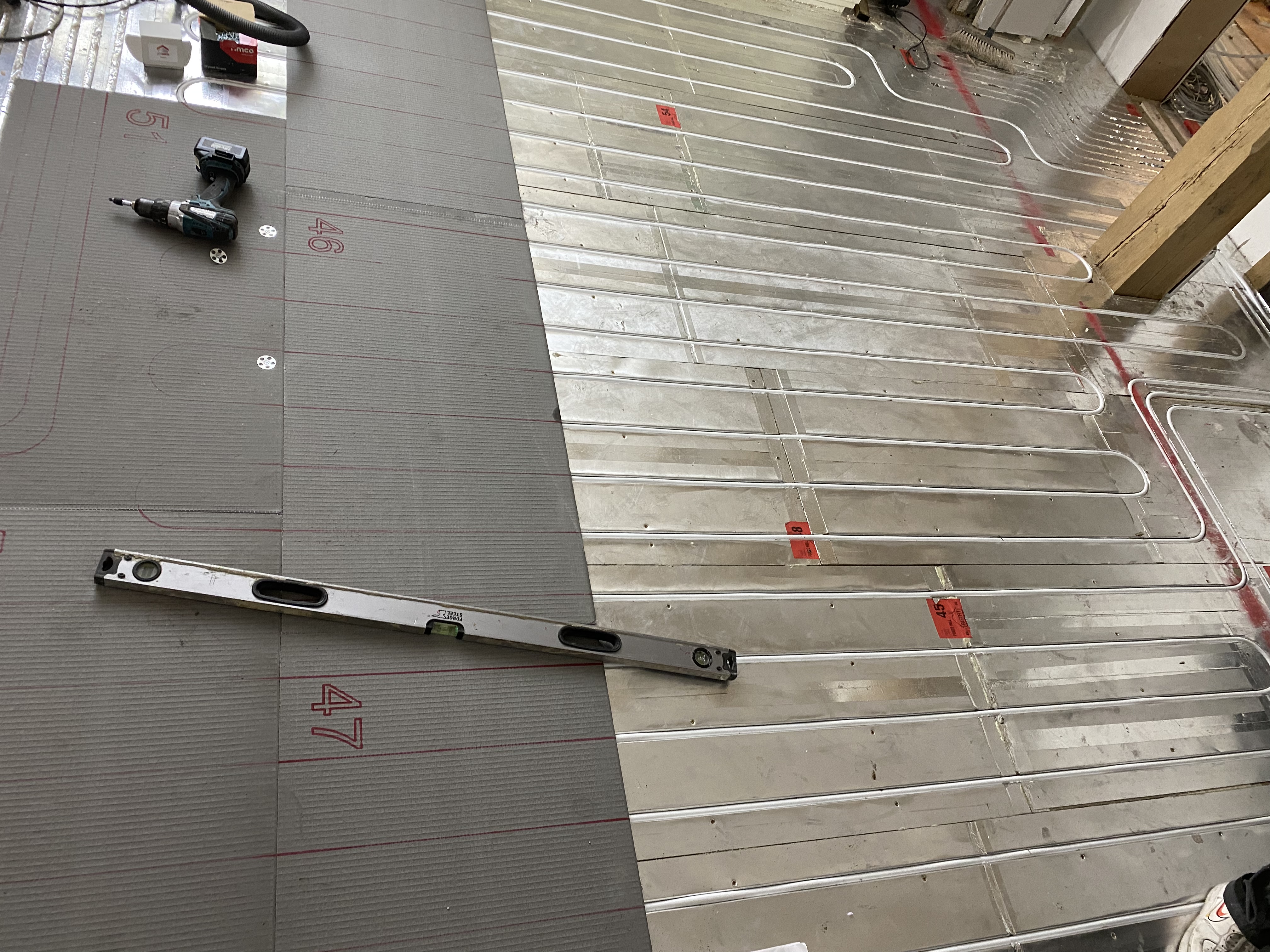 Underfloor heating installation at Hillside