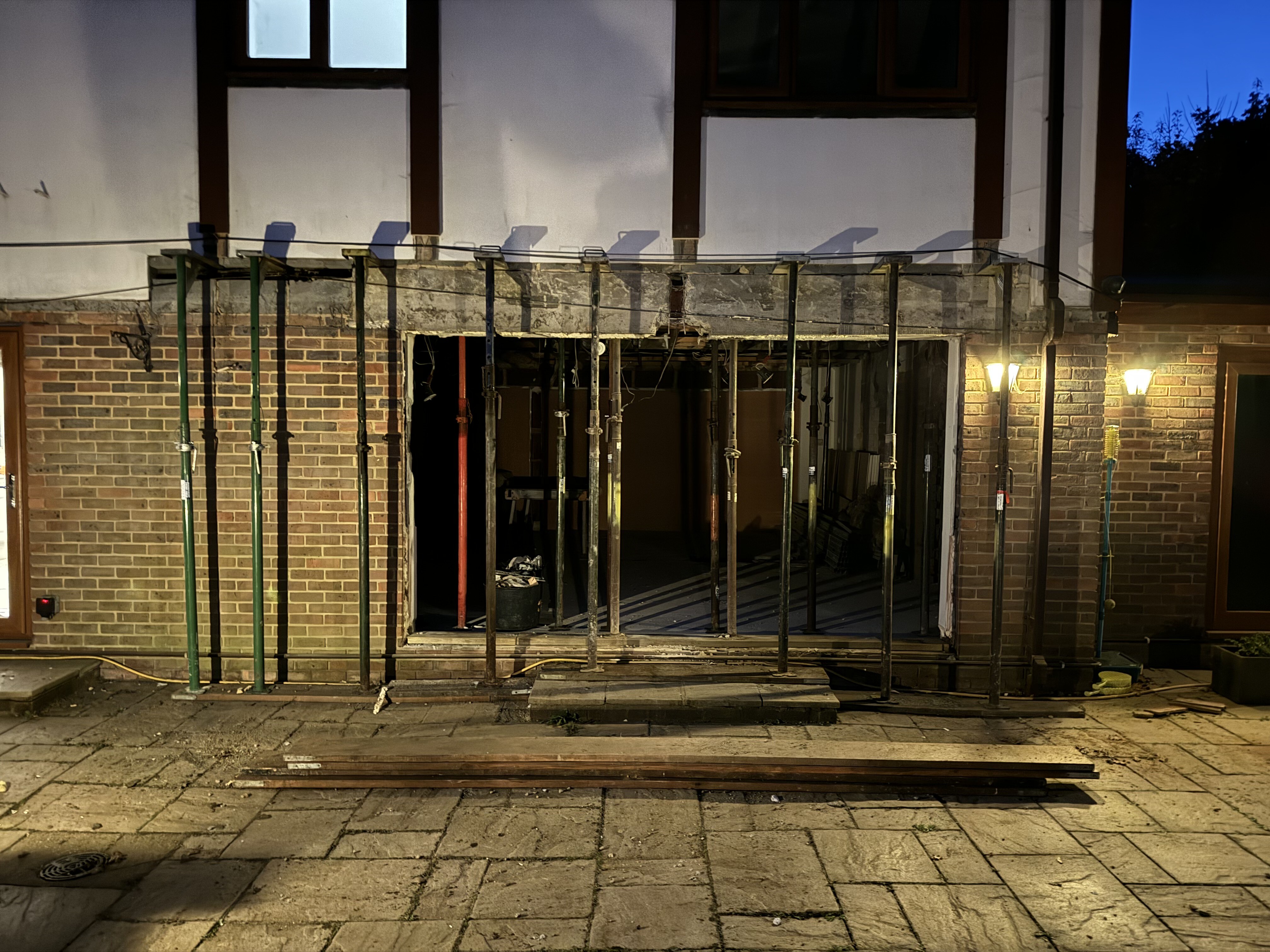 External opening and propping during the Surrey Peaks garage conversion works