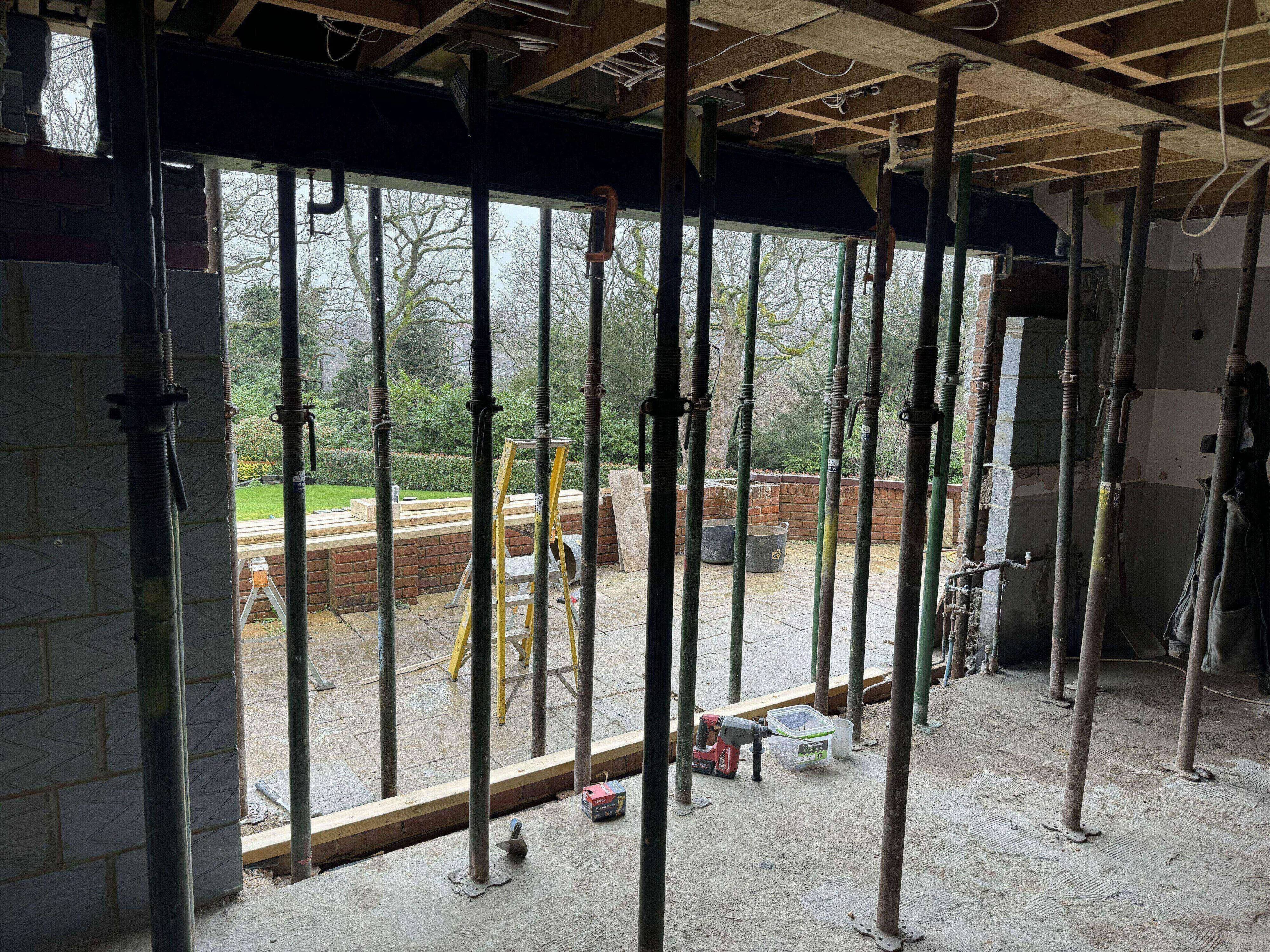 Internal structural opening with temporary propping at Surrey Peaks