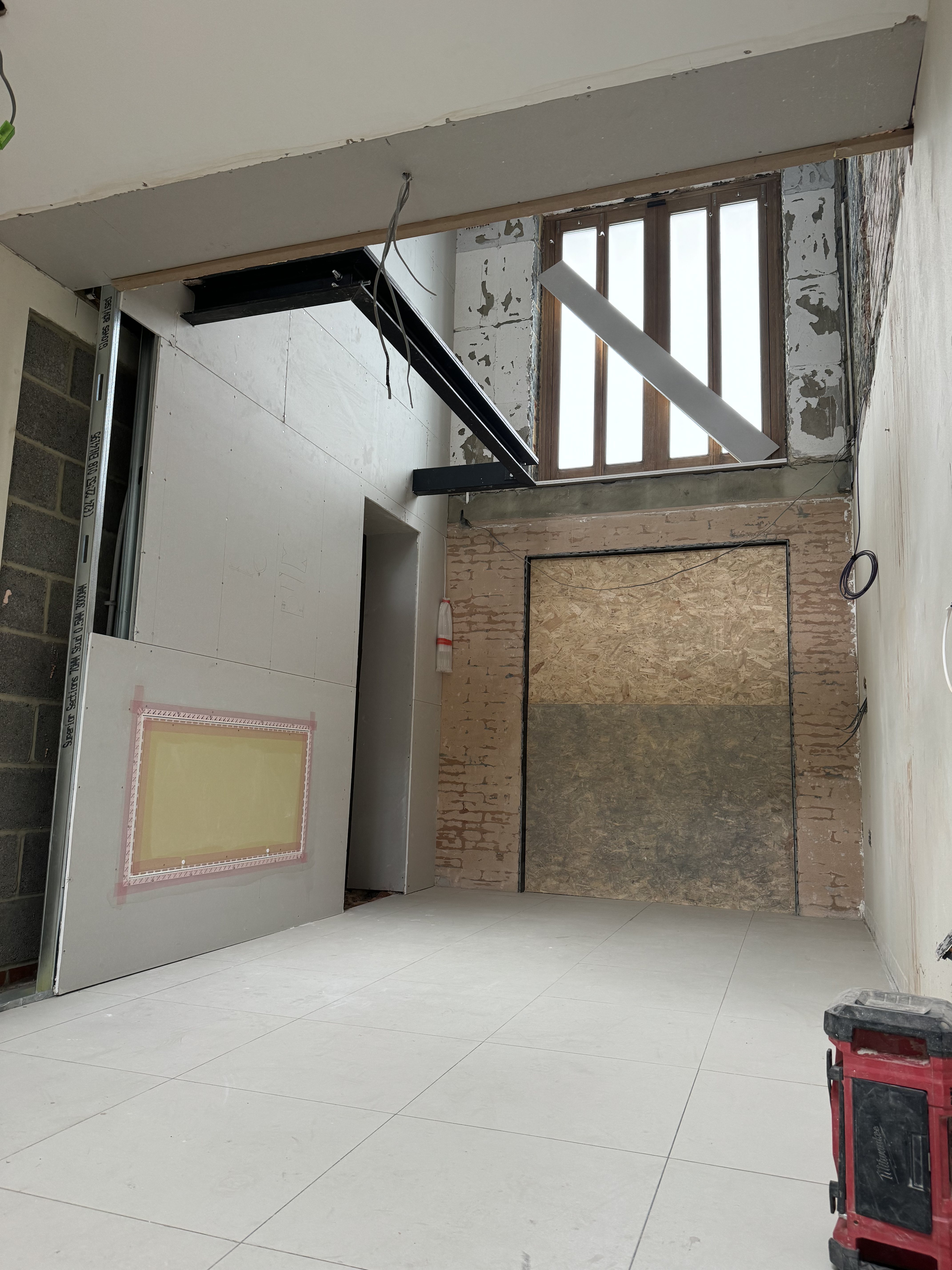 New structural beam within the Thornhill double-height entrance