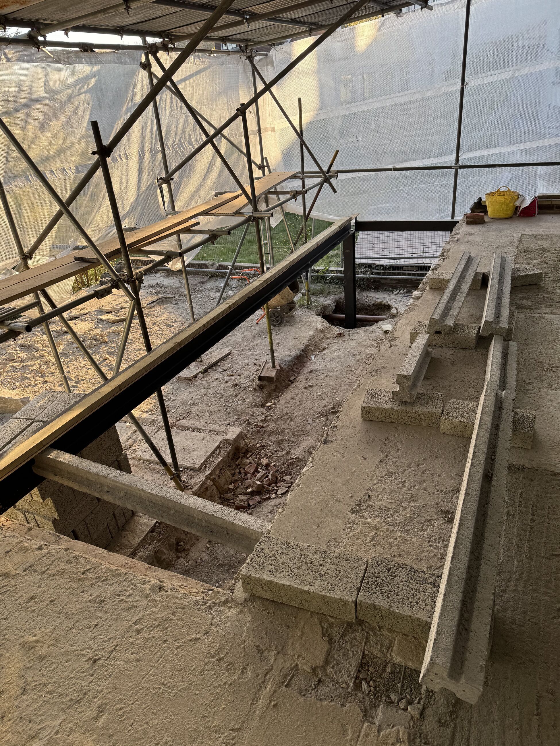 Rear excavation and external works during the Thornhill refurbishment