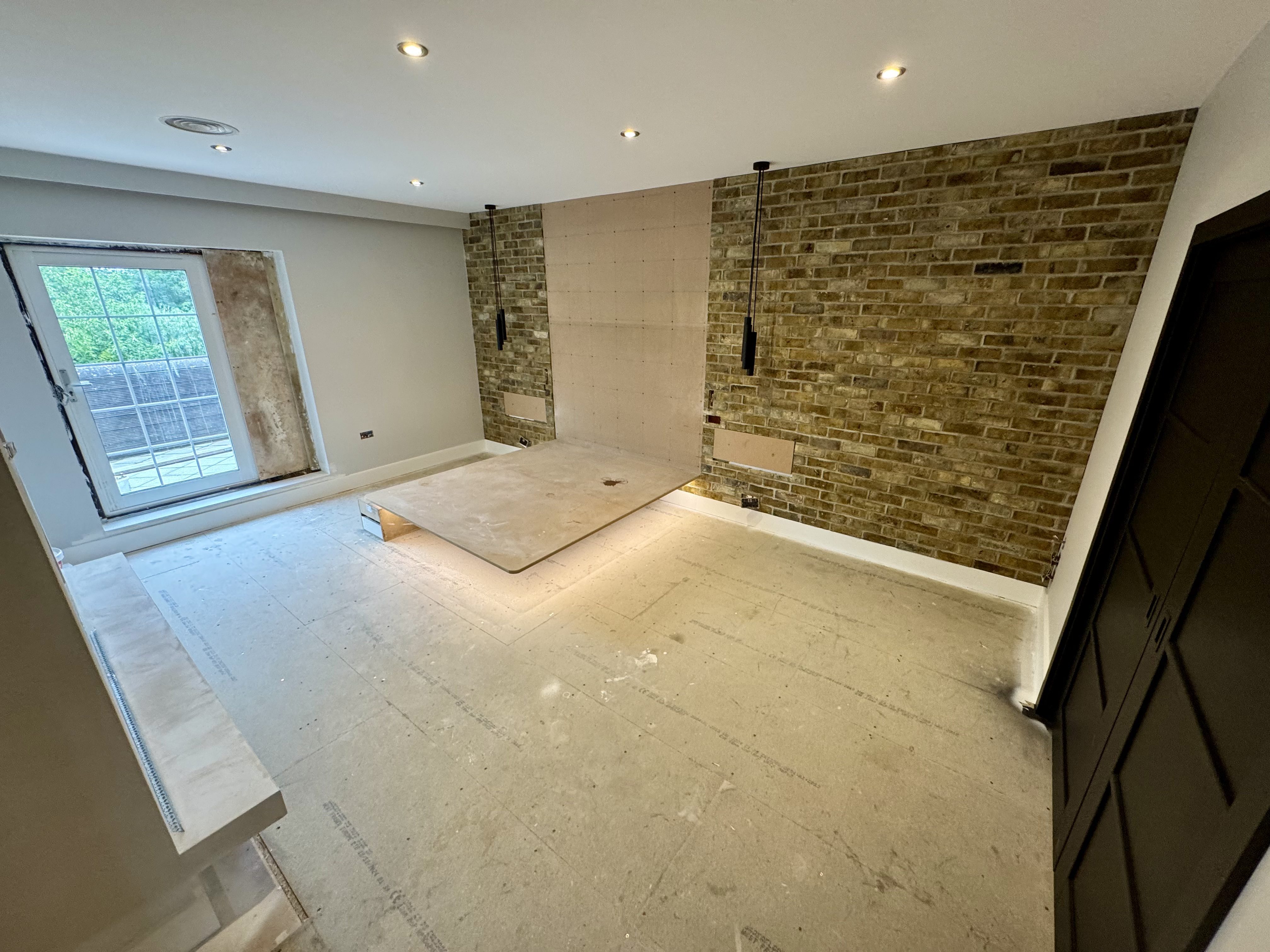 Interior first-fix and feature-wall works at Thornhill