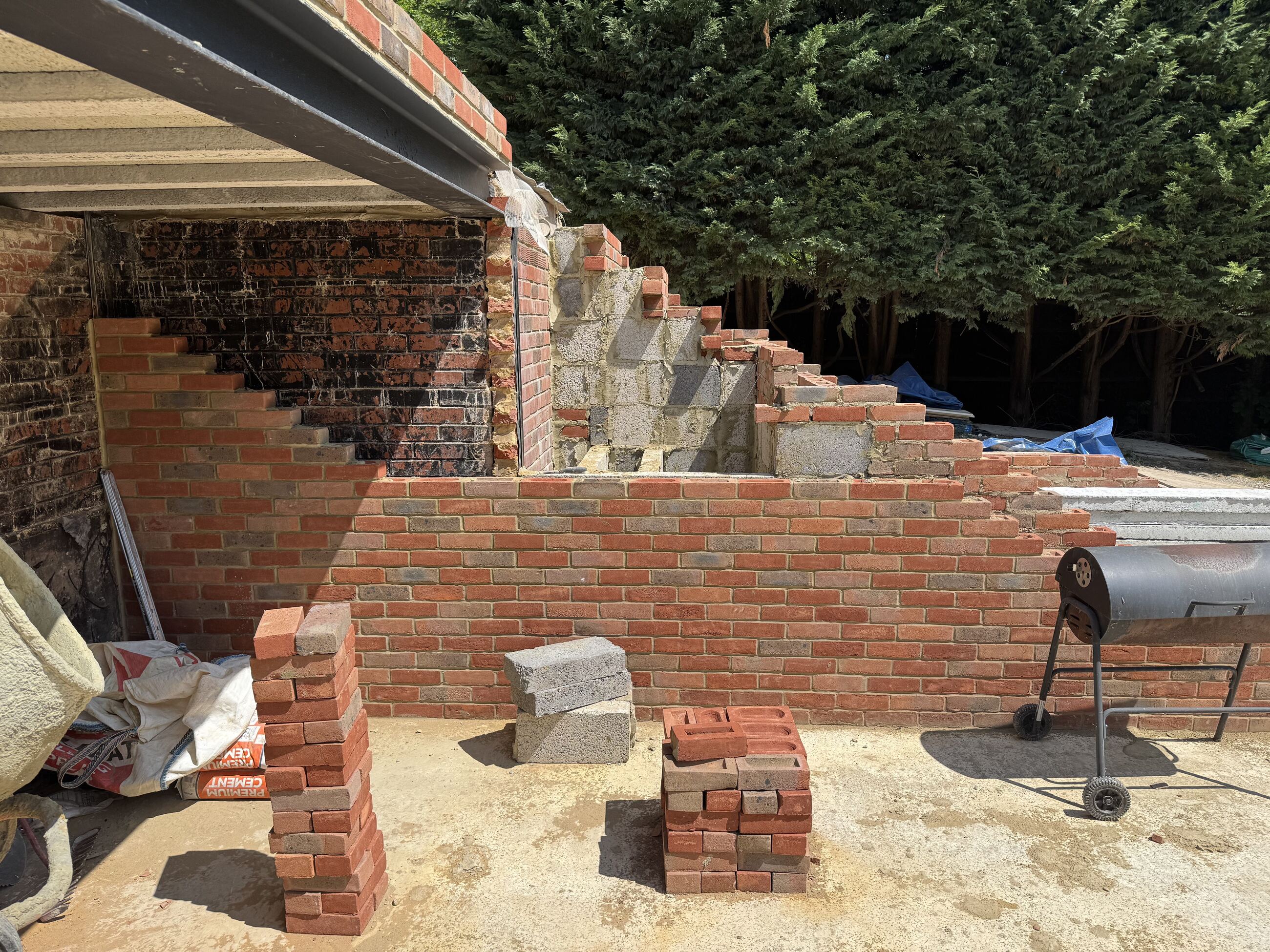 Garden steps and brickwork under construction at Thornhill
