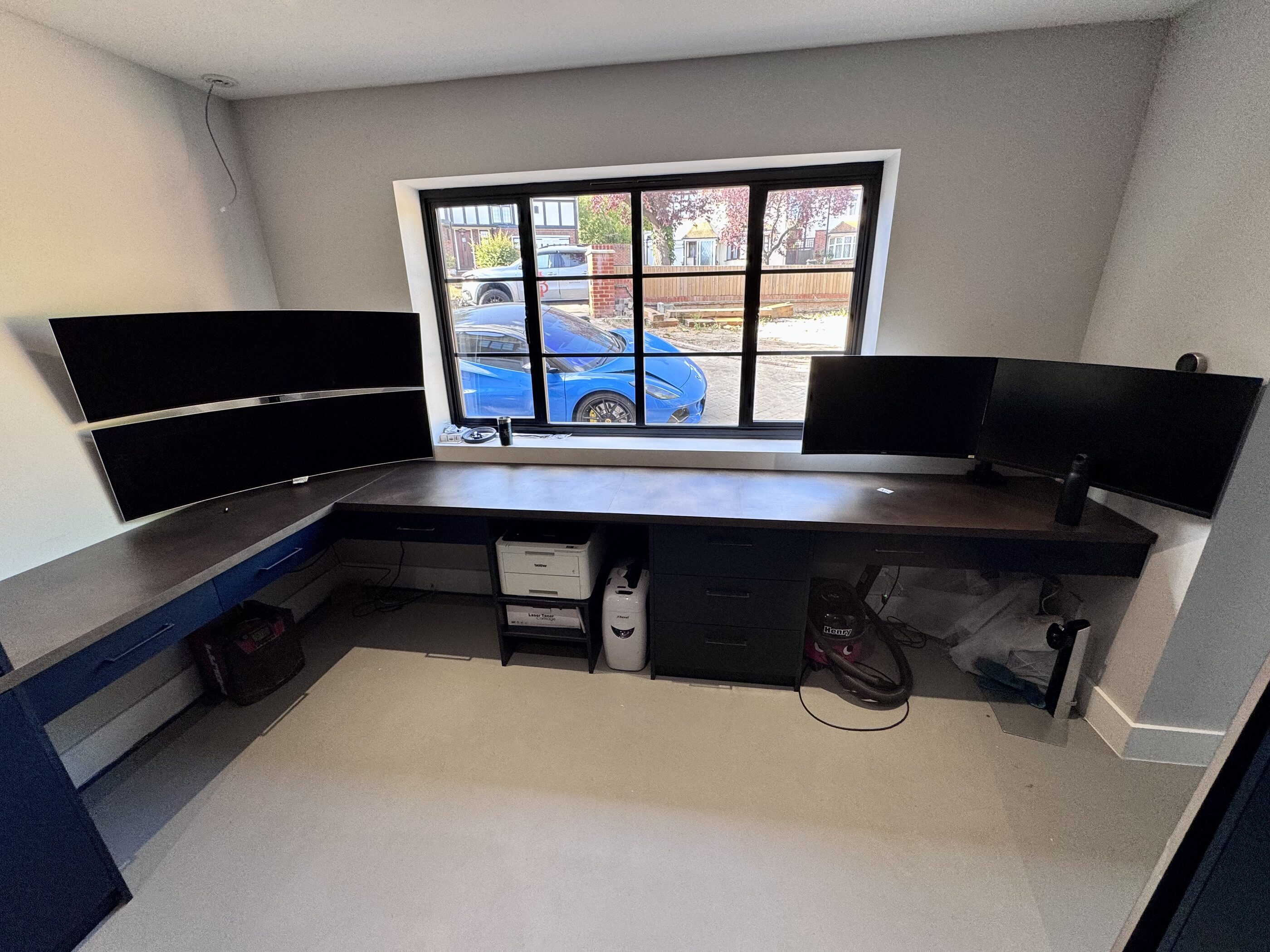Bespoke Thornhill home office with fitted dark cabinetry