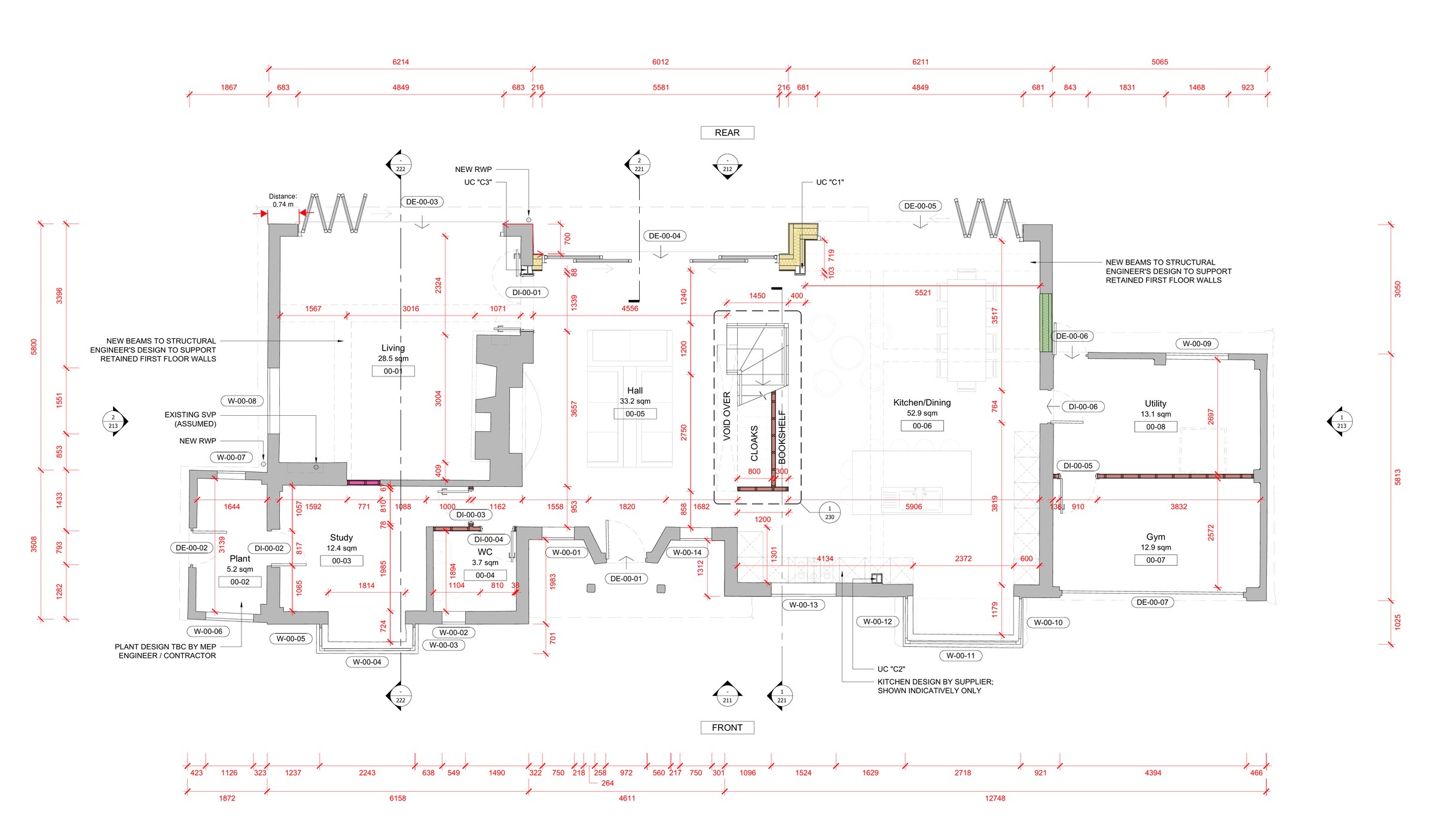 Architectural ground-floor plan used during Design and Build coordination