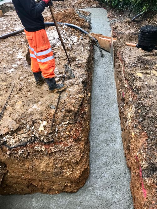 Groundworks for the Hillside rear extensions