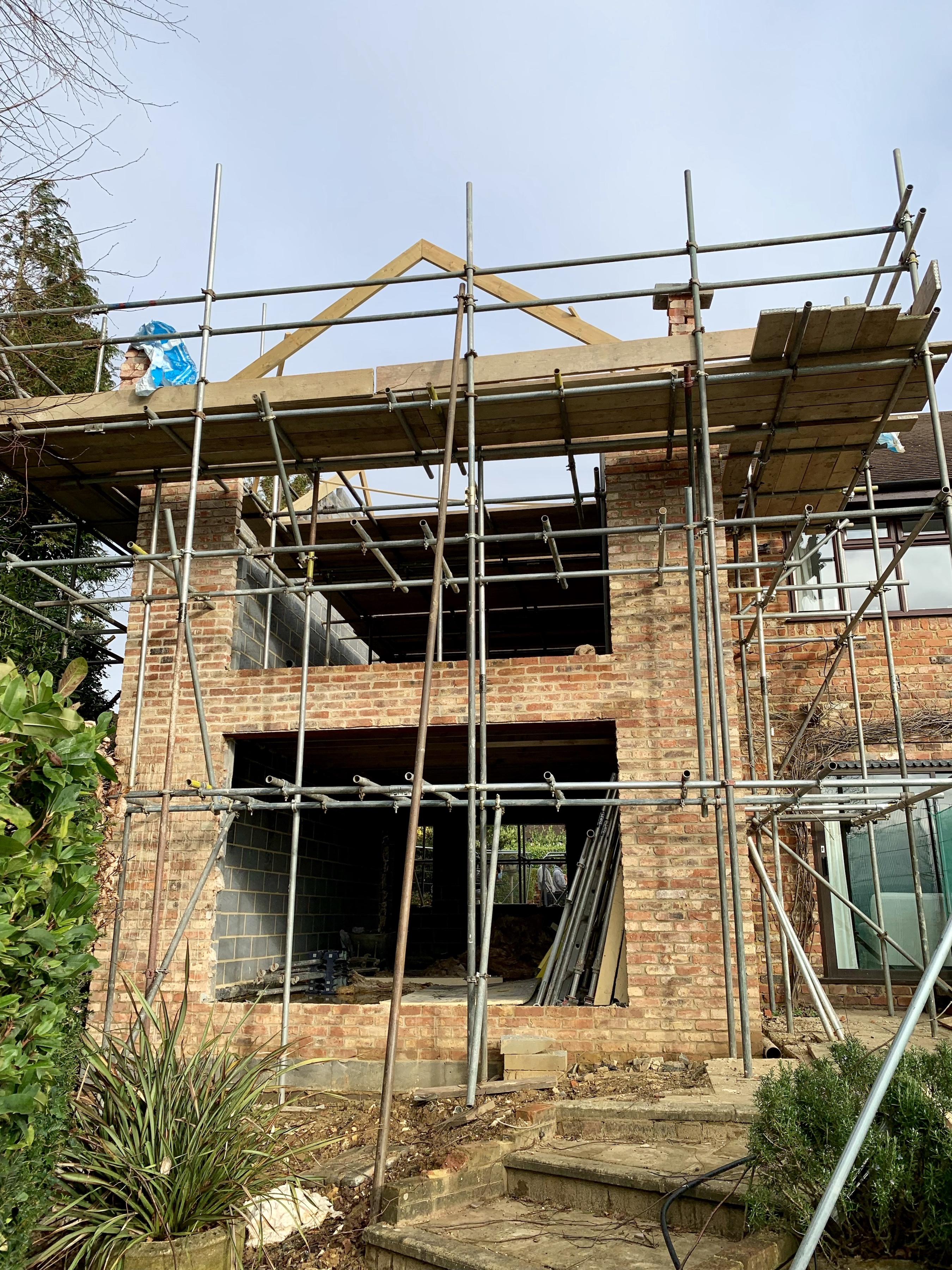 Roof framing to the new Hillside rear extensions