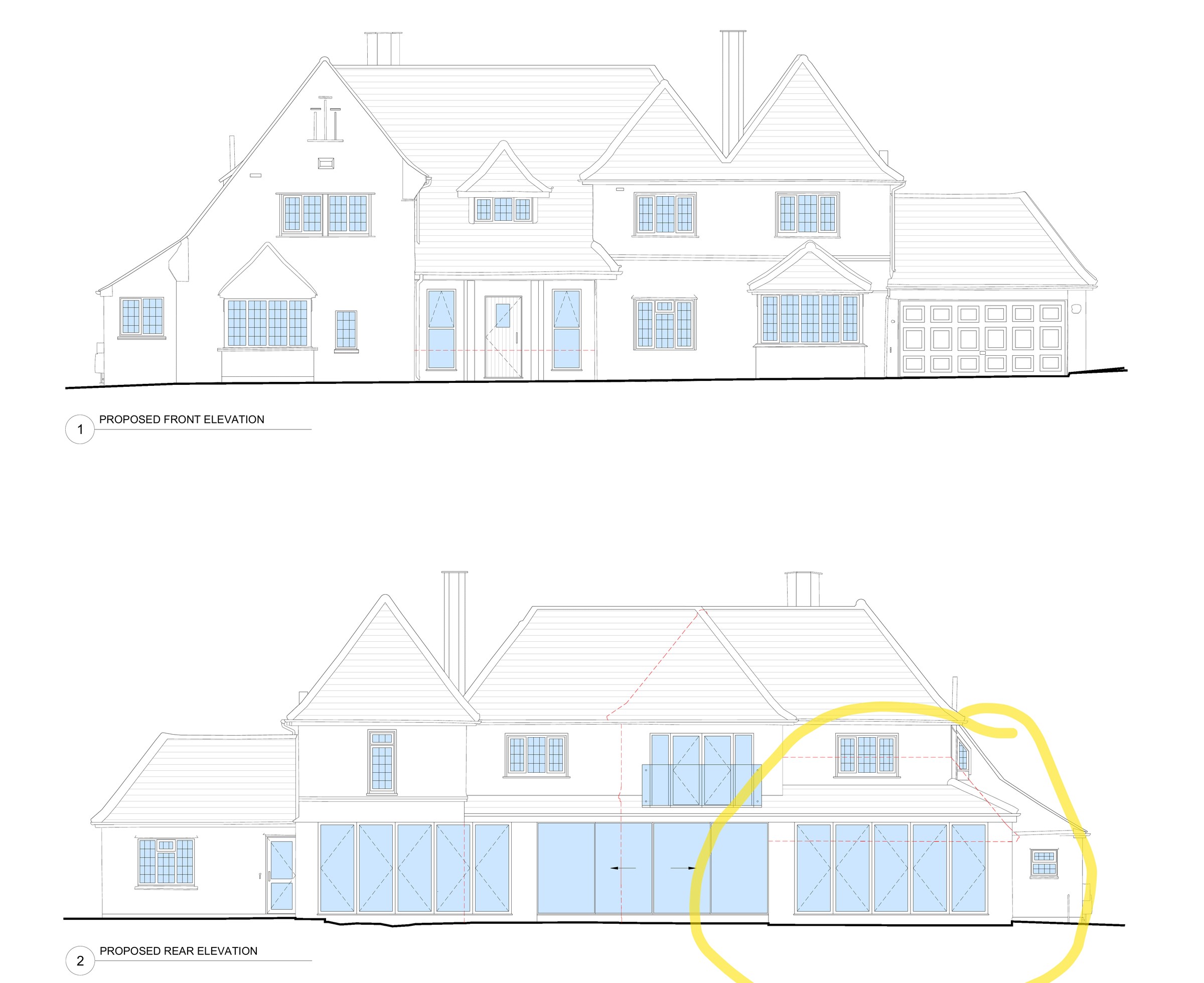 Proposed front and rear elevations used during Design & Build coordination