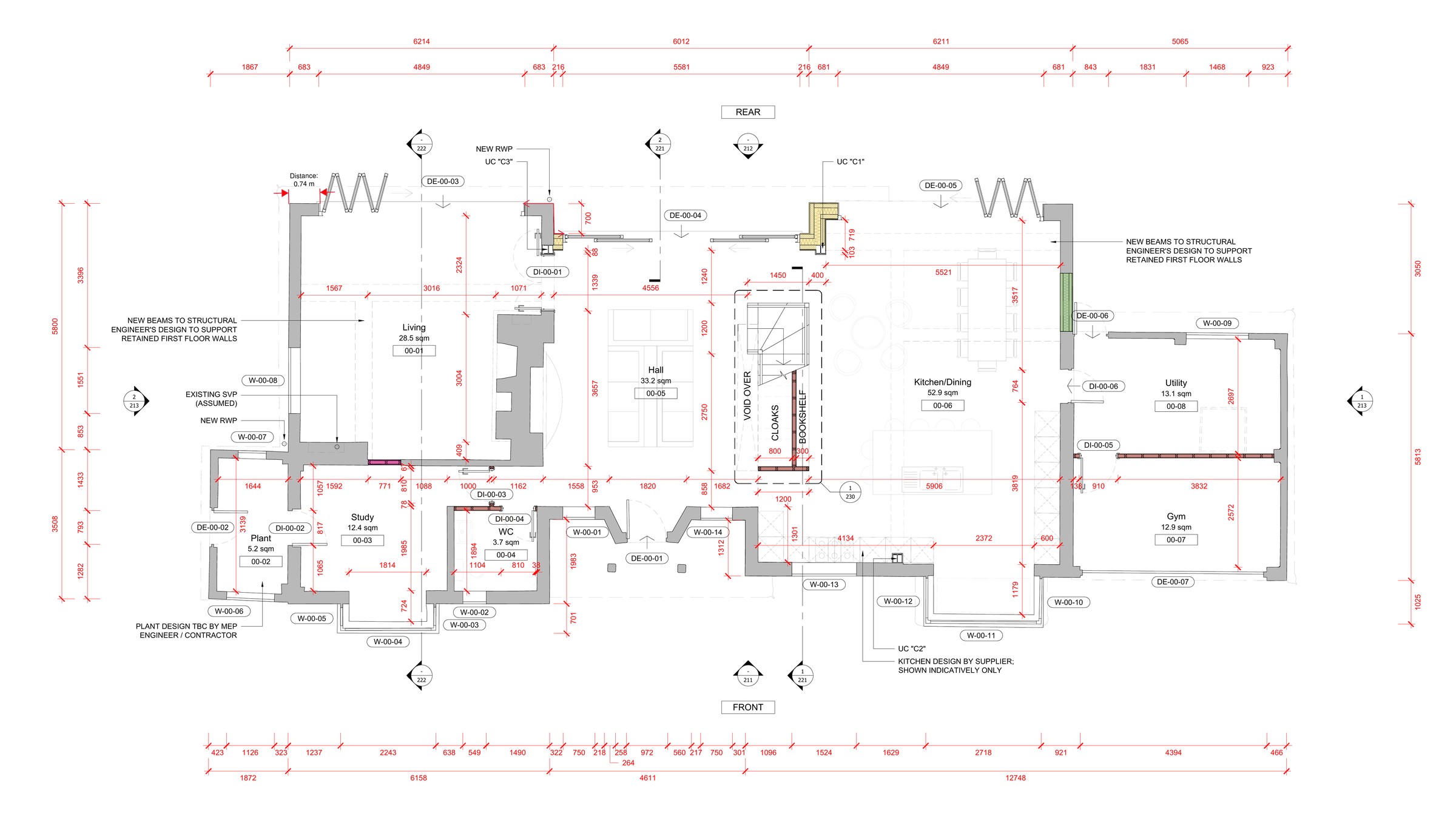 Architectural ground-floor plan used during Design & Build coordination