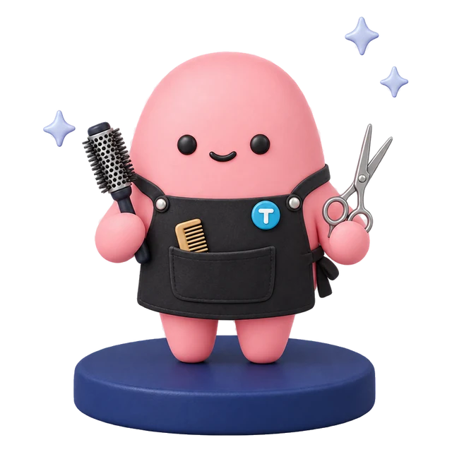 Taxpro character dressed as a hairdresser