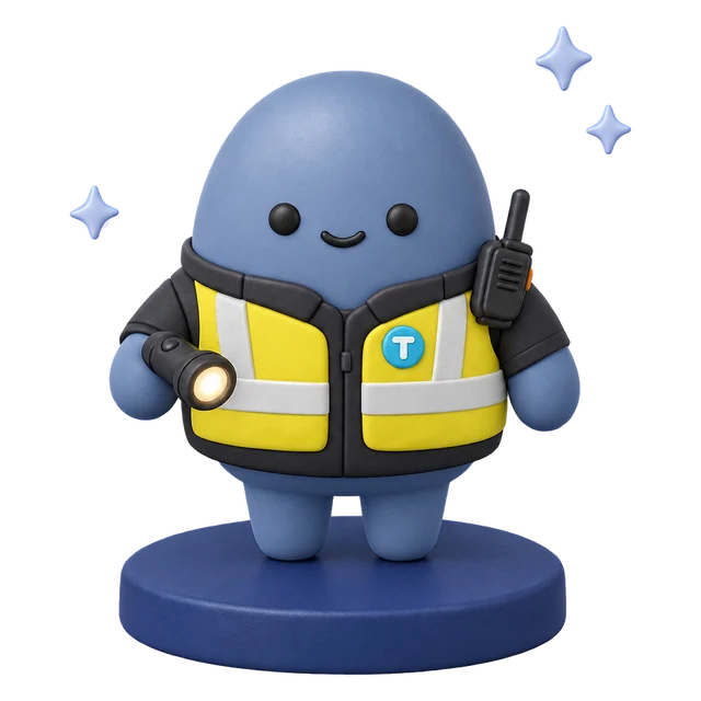 Taxpro character dressed as a security officer