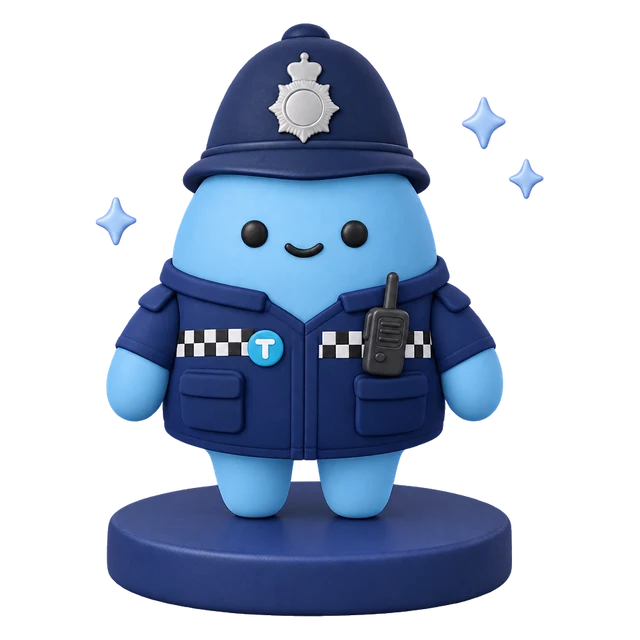 Taxpro character dressed as a police officer