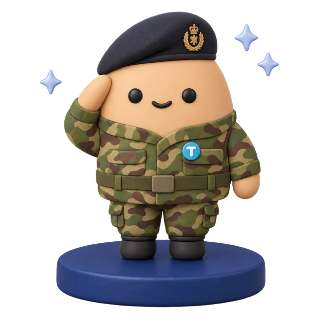 Taxpro character dressed as a soldier