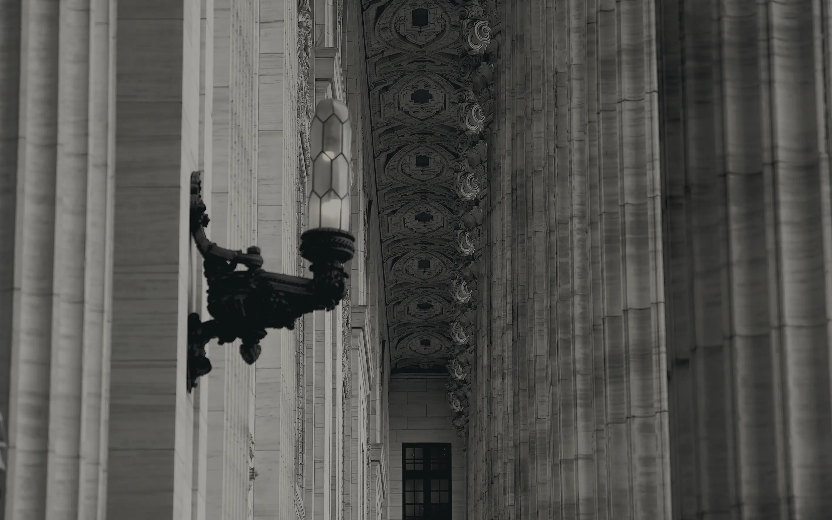 Columns along the facade of a public building