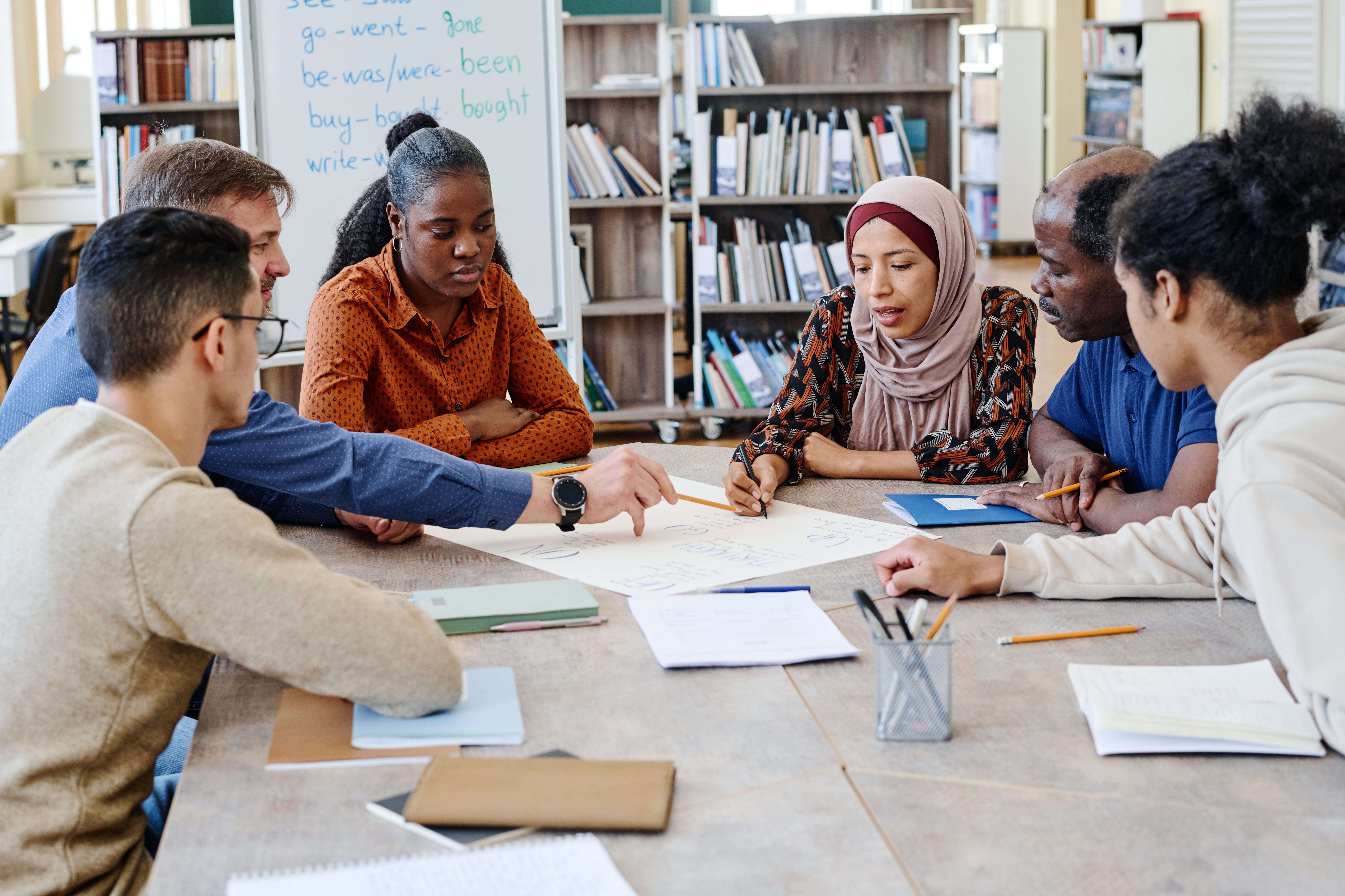 Group collaboration session around a table