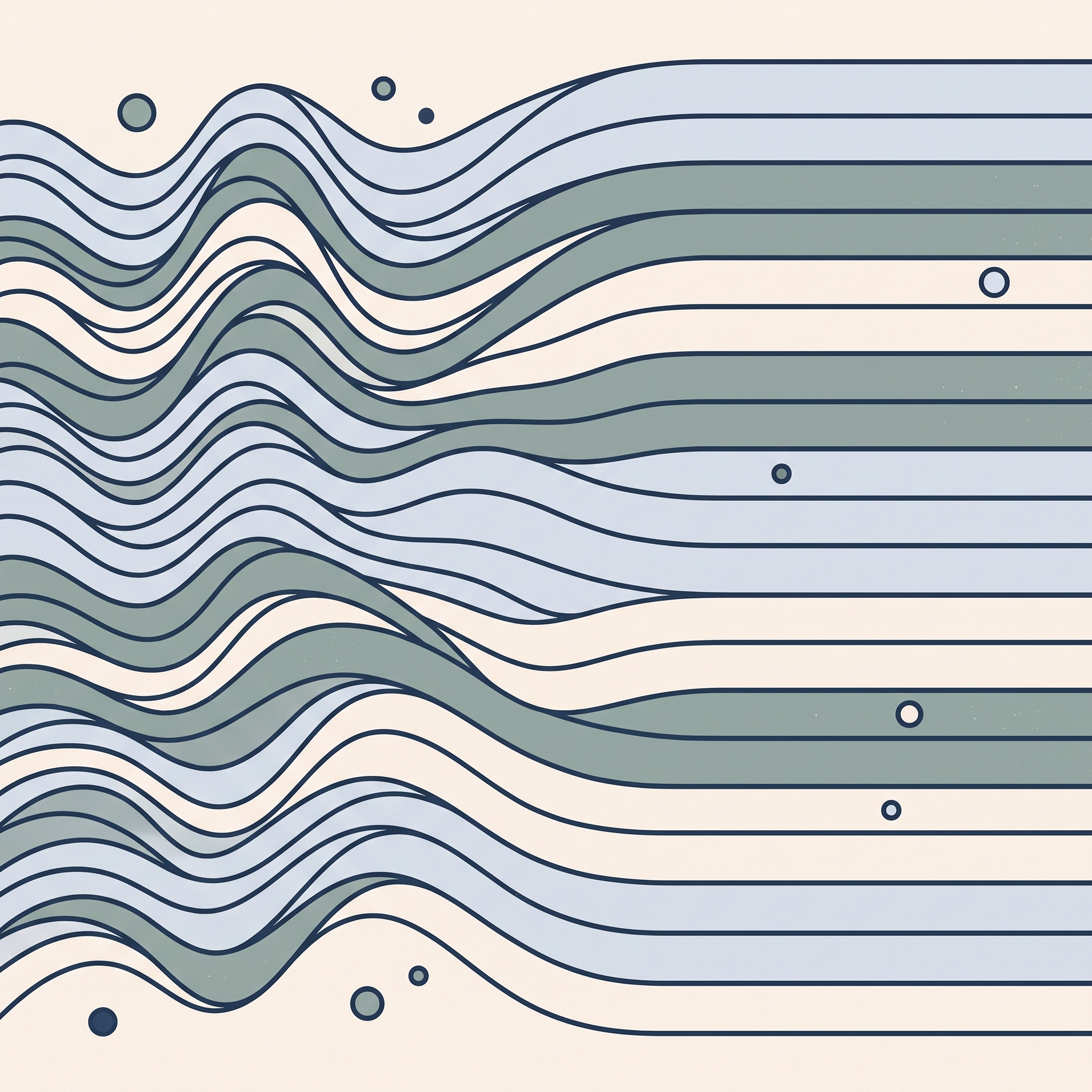 Illustration: parallel wave lines running across the frame and smoothing to flat