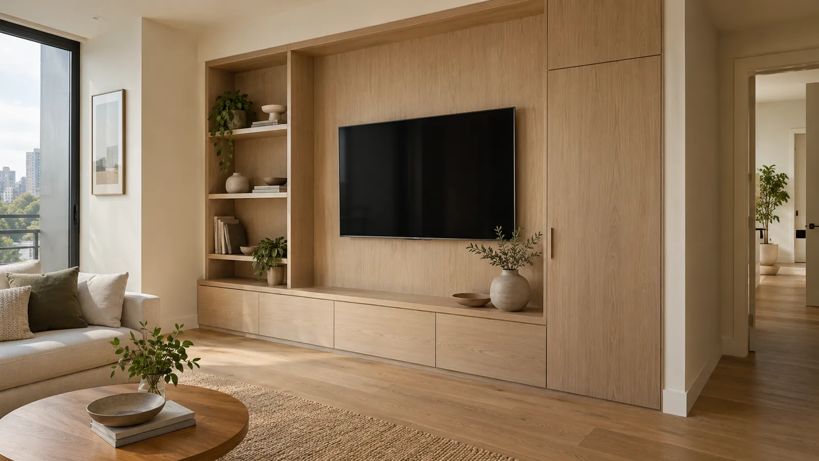 Custom oak media wall