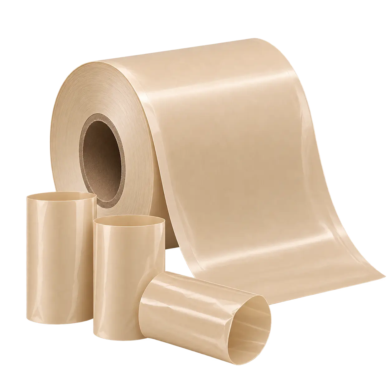 Shrink sleeve film roll and cut sleeves