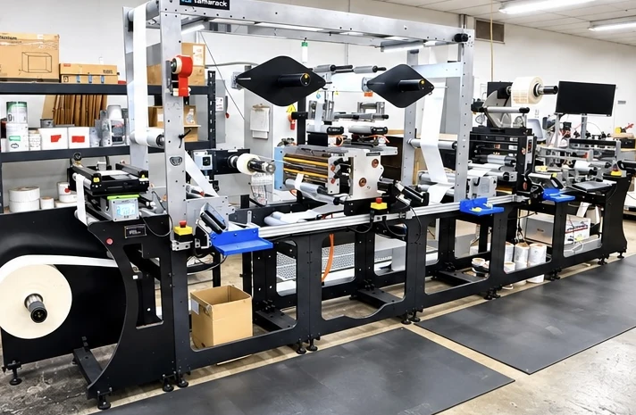 Tamarack label finishing line