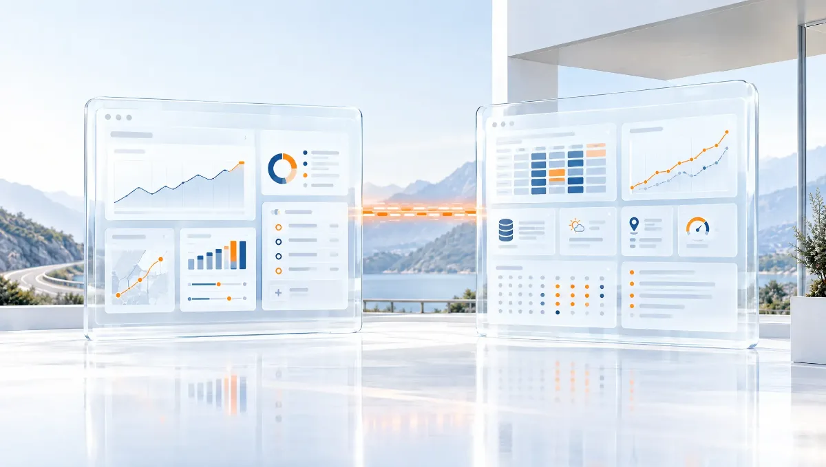 Custom workspace and established revenue-management system connected by a controlled data bridge.