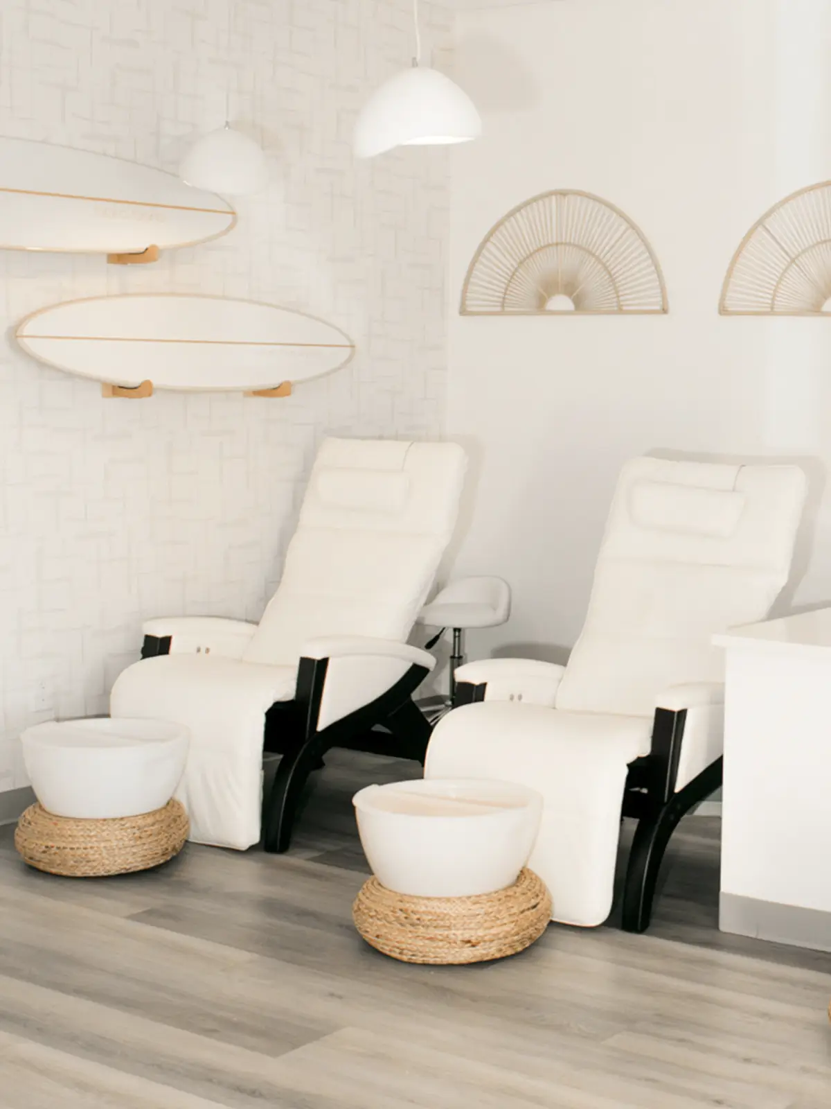 Photo of Bora Bora Nail Spa interior space of lounge chairs for pedicures