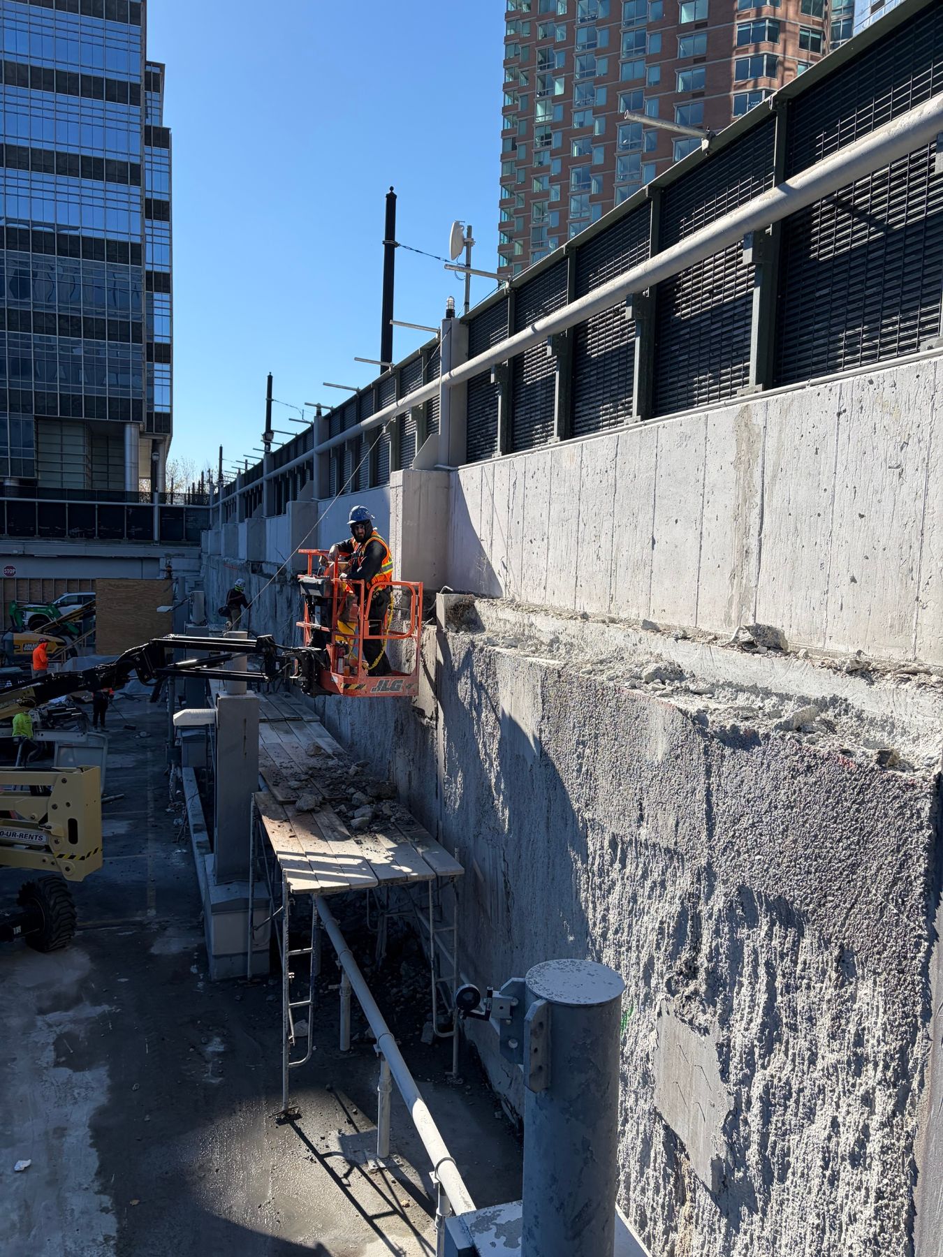 Concrete wall section removed from a lift