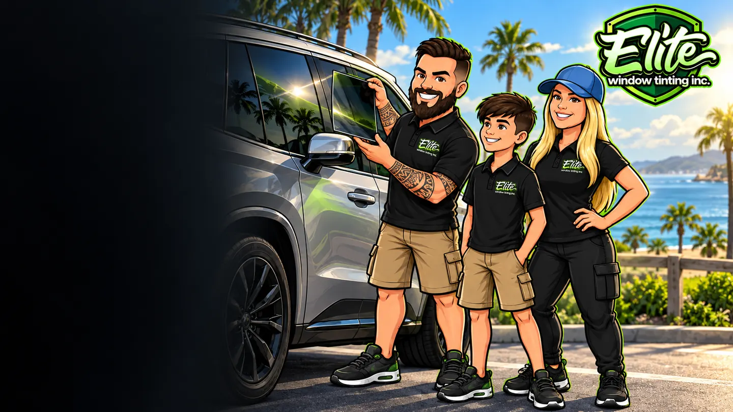 Illustration: the Elite crew with an SUV ready for ceramic window tint