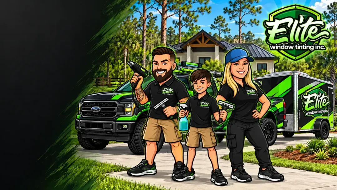 Illustration: the Elite crew doing mobile window tinting in Crestview, FL