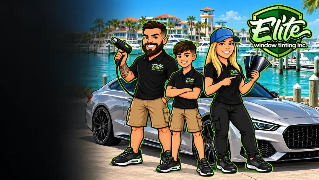 Illustration: the Elite crew doing mobile window tinting in Destin, FL