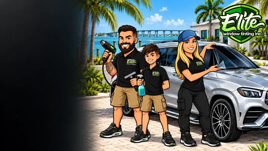 Illustration: the Elite crew doing mobile window tinting in Gulf Breeze, FL