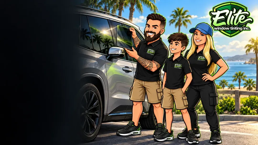 Illustration: the Elite crew with an SUV ready for ceramic window tint