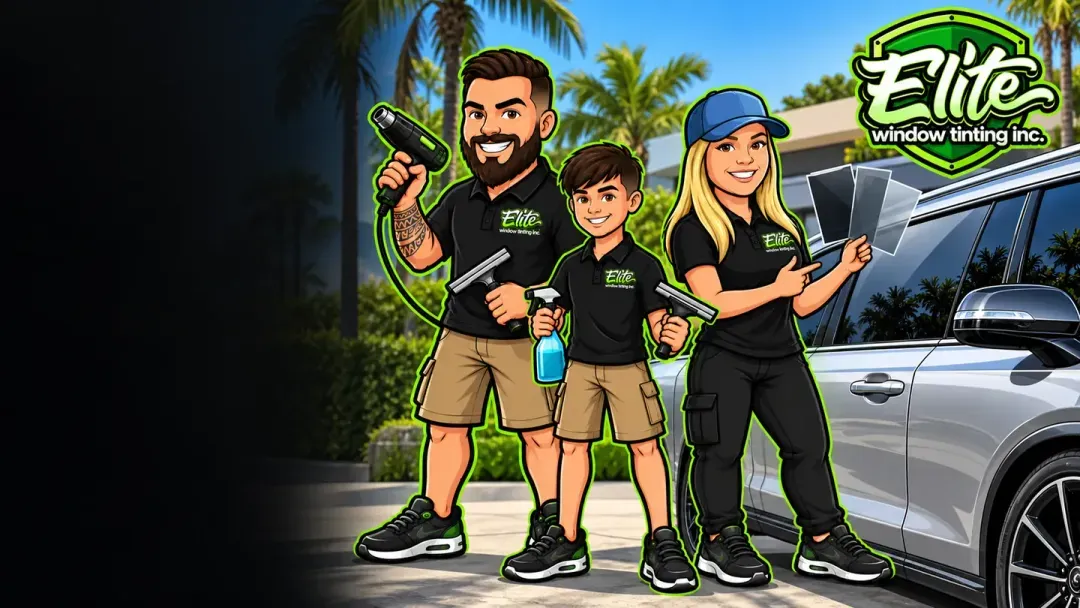 Illustration: the Elite crew holding tint shade samples