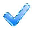 Blue checkmark icon with a glossy, three-dimensional appearance.