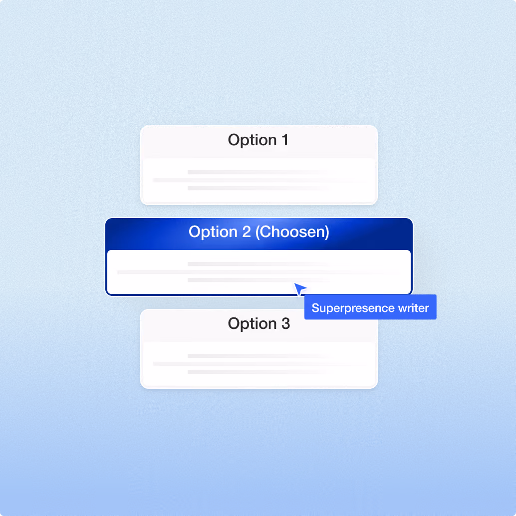 Illustration of a step in the Superpresence website process