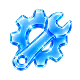 3D gear and wrench icon