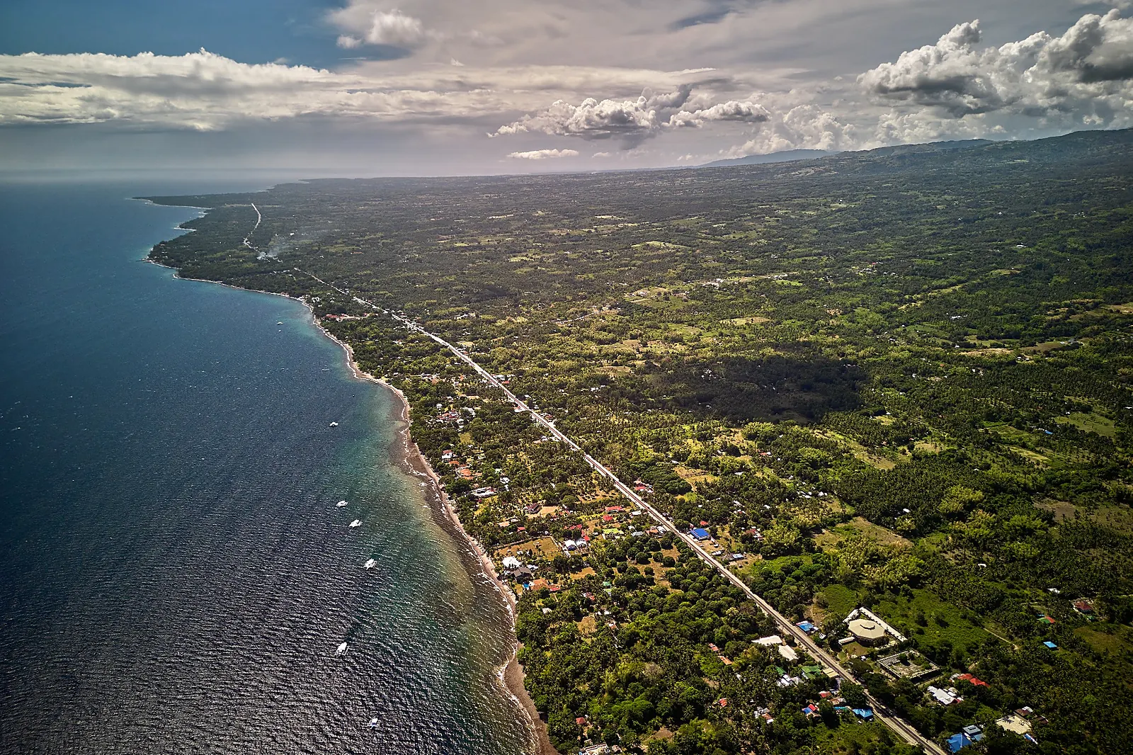 Aerial view along the Dauin shoreline in Negros Oriental