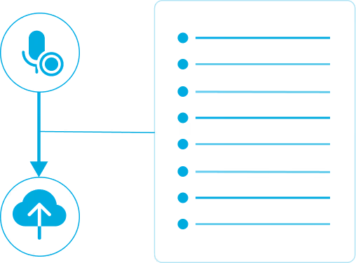 Icon showing the interview recording and upload step