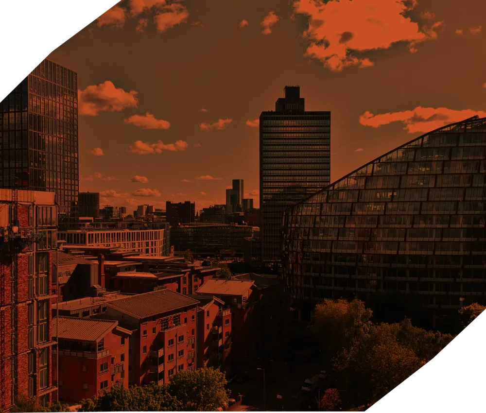Manchester cityscape at dusk