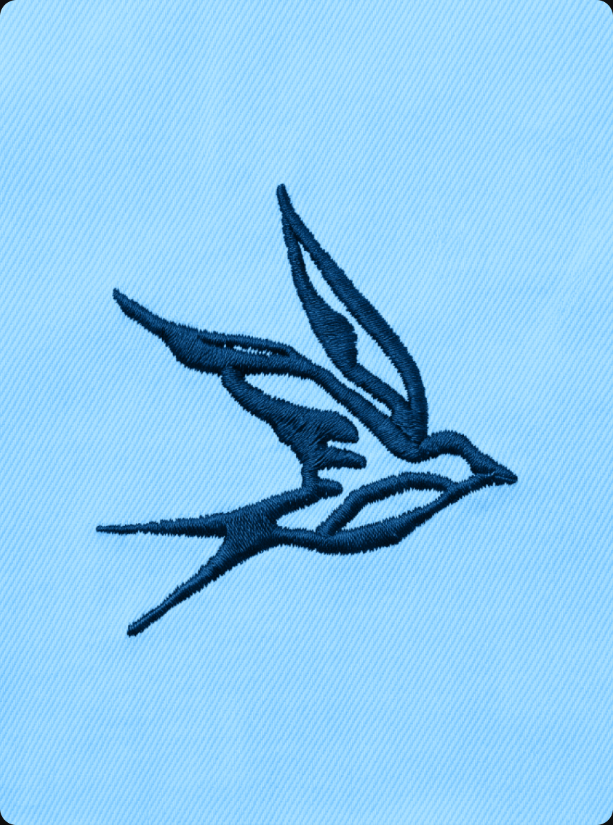 Embroidered swallow illustration