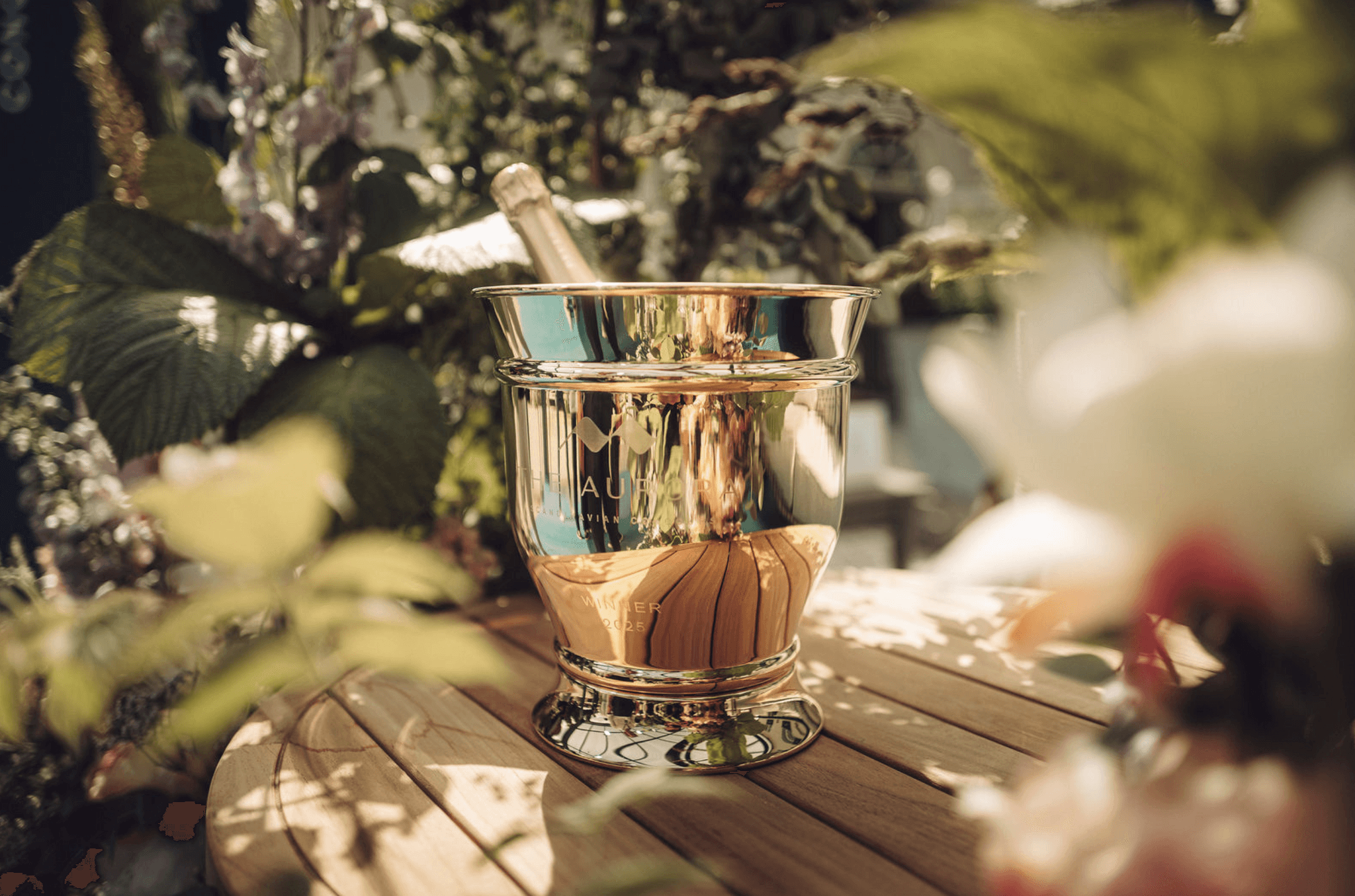 Champagne on ice in the garden