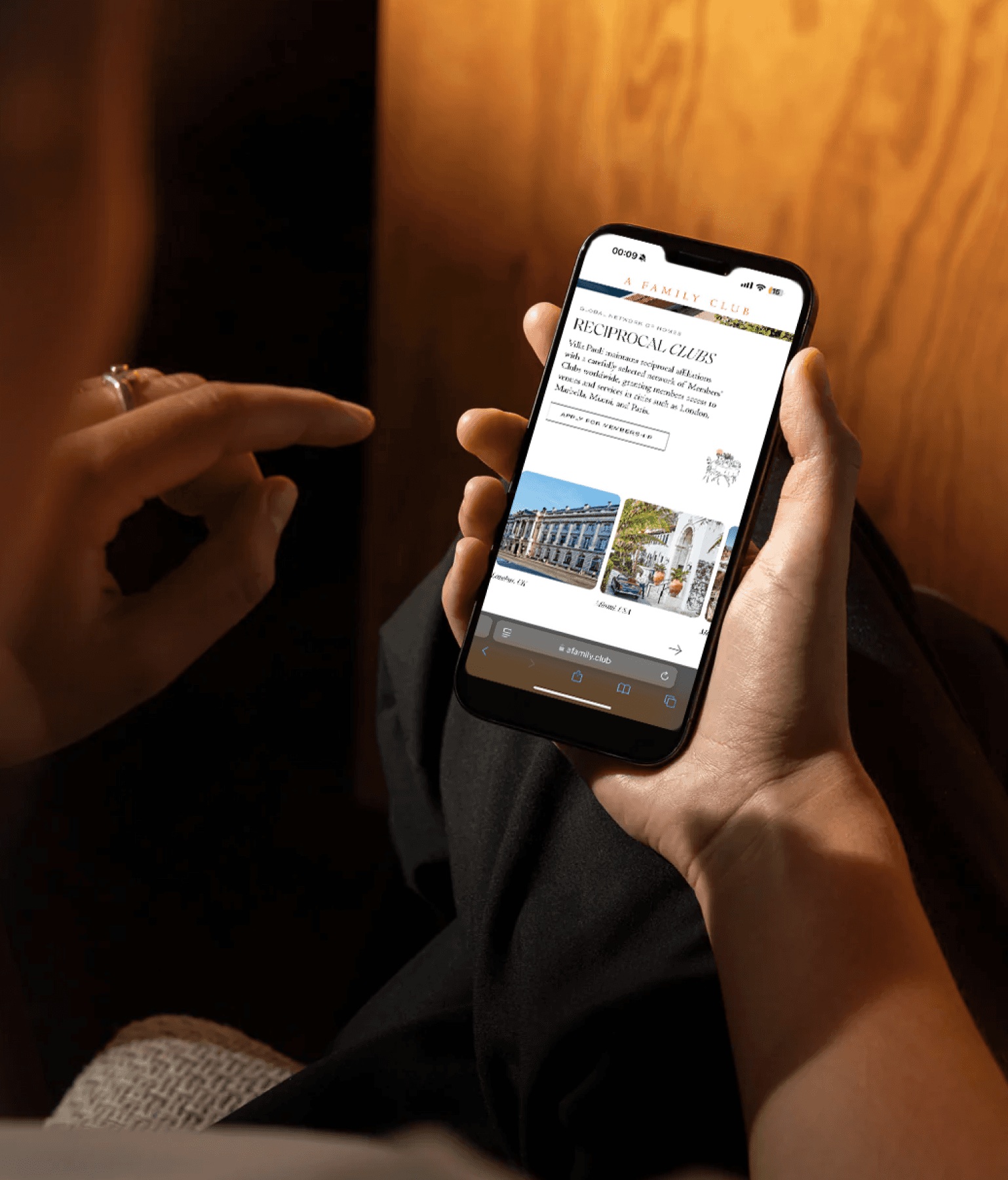 The A Family Club website on a phone