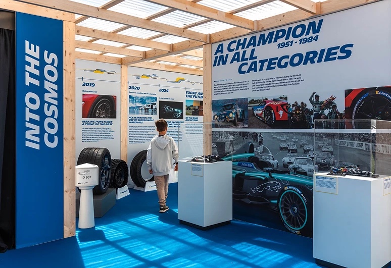 Inside the Michelin pavilion: A Champion in All Categories and Into the Cosmos exhibition walls