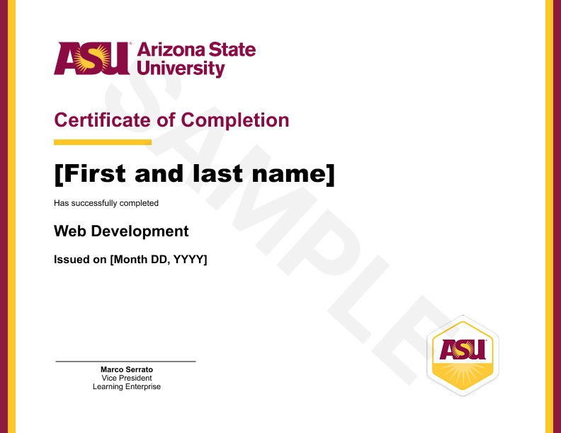 Certificate for the bootcamp