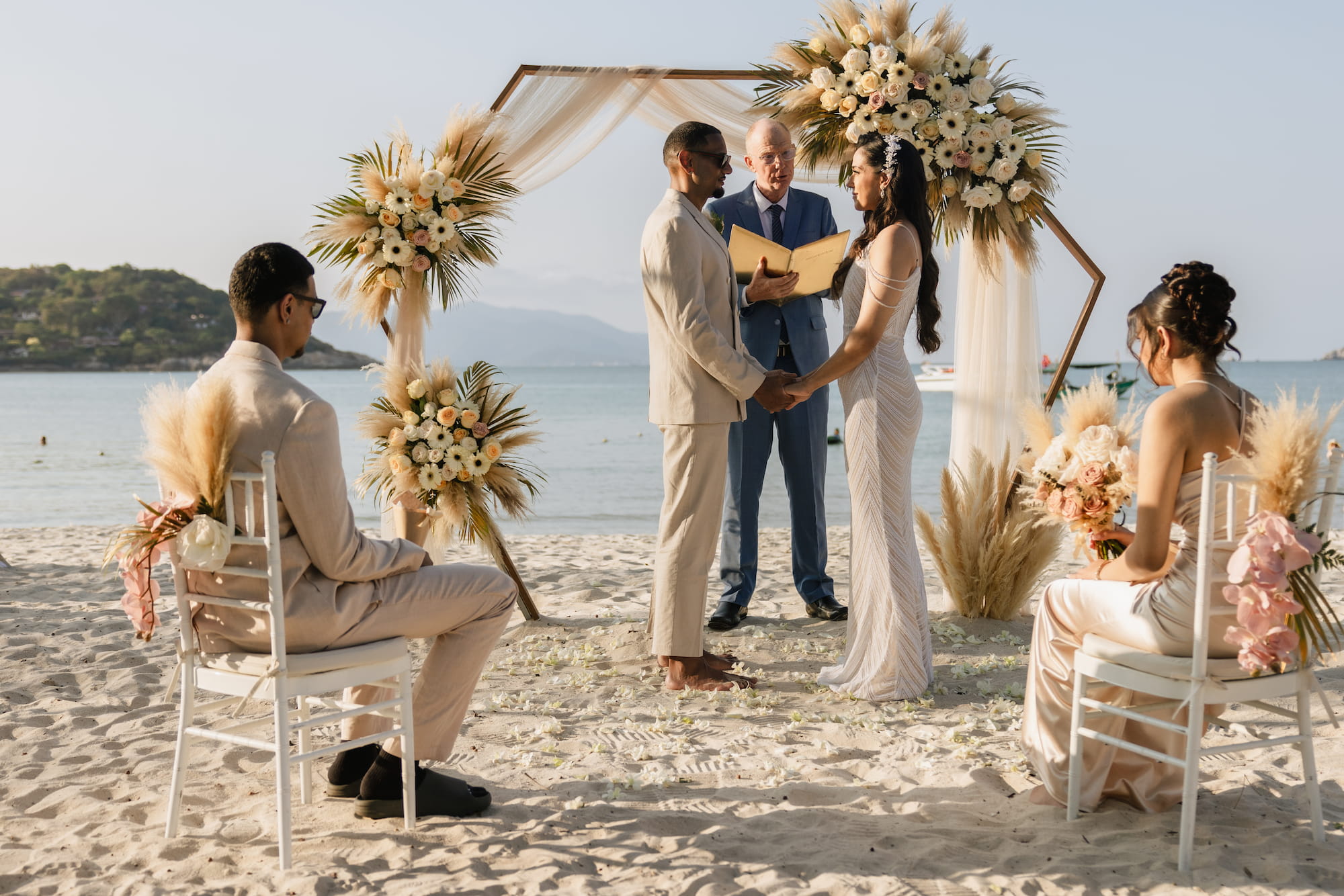 Sonia and Anthony during their family vow renewal at Melia Koh Samui