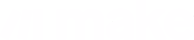 Logo with three diagonal white lines followed by the word 'make' in lowercase white letters on a transparent background.