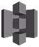 Abstract 3D geometric shape composed of interconnected gray prisms arranged vertically with varying heights and widths on a black background.