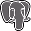 Stylized white outline of an elephant's head on a transparent background.