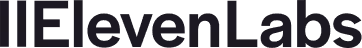 ElevenLabs company logo text in black font on a transparent background.